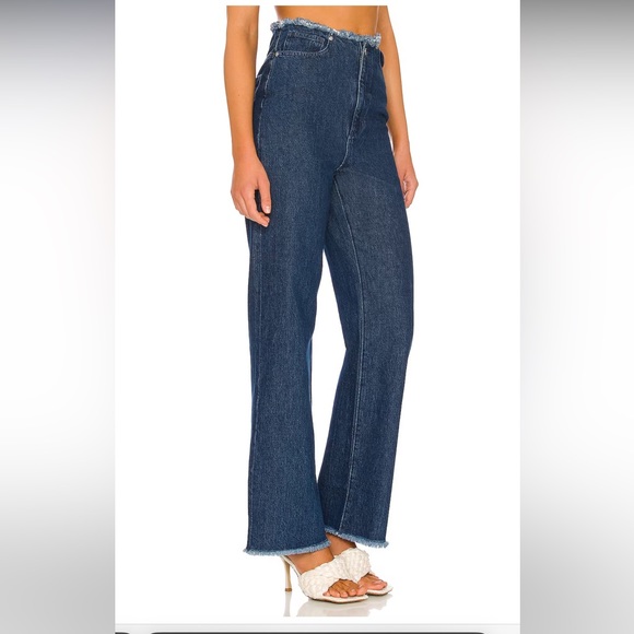 NWT WeWoreWhat Frayed Straight Jean in True Blue in size 29 - Picture 2 of 4